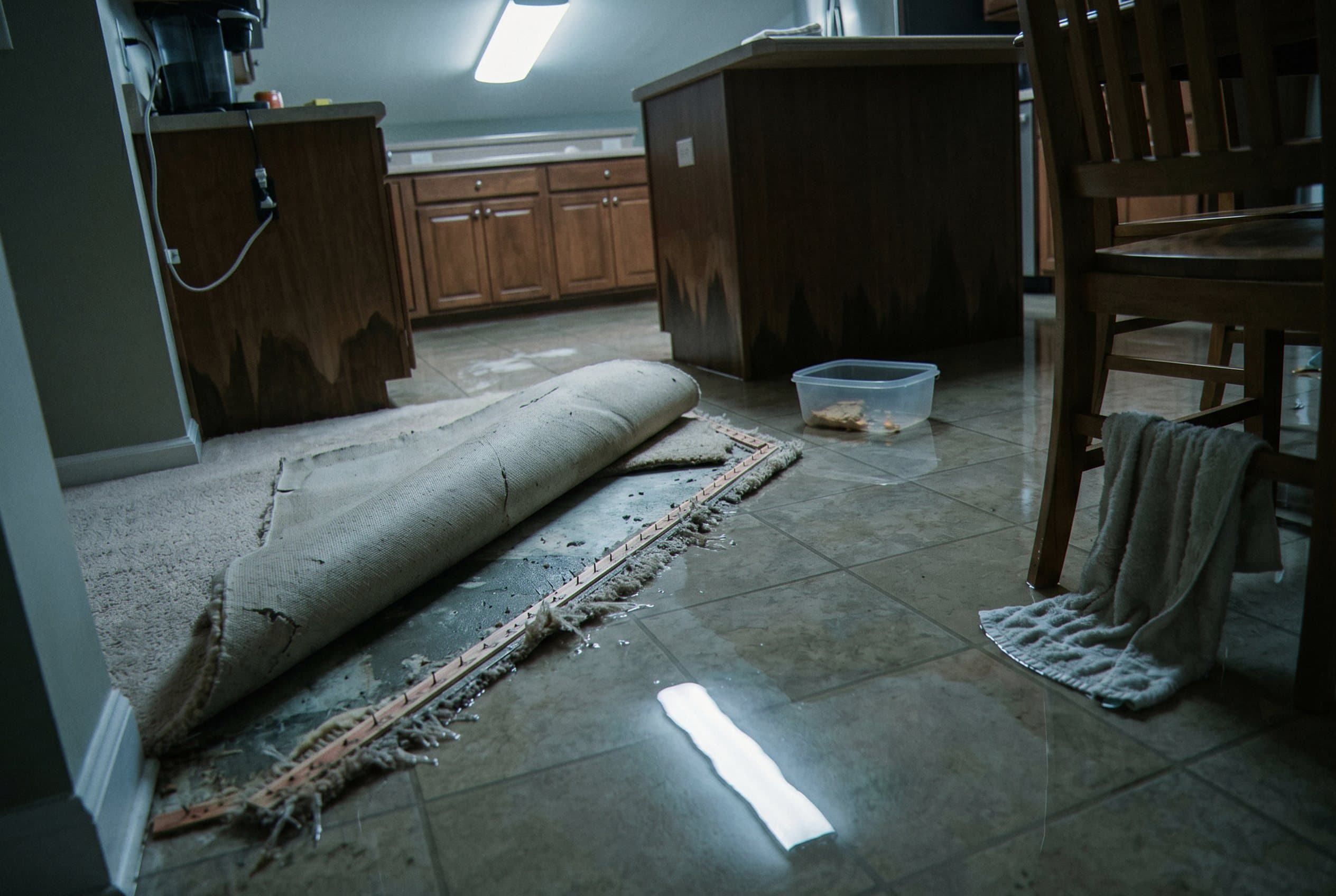 Basement flooded with standing water.